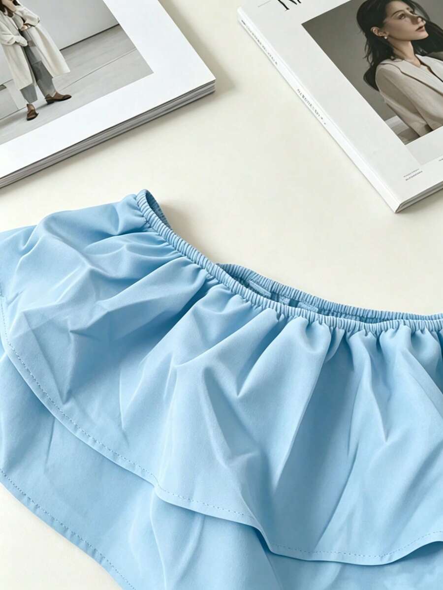 Off-Shoulder Ruffle Tiered Summer Playsuit Set