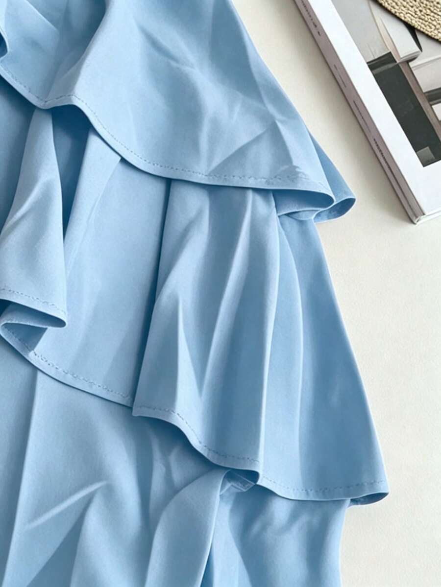 Off-Shoulder Ruffle Tiered Summer Playsuit Set
