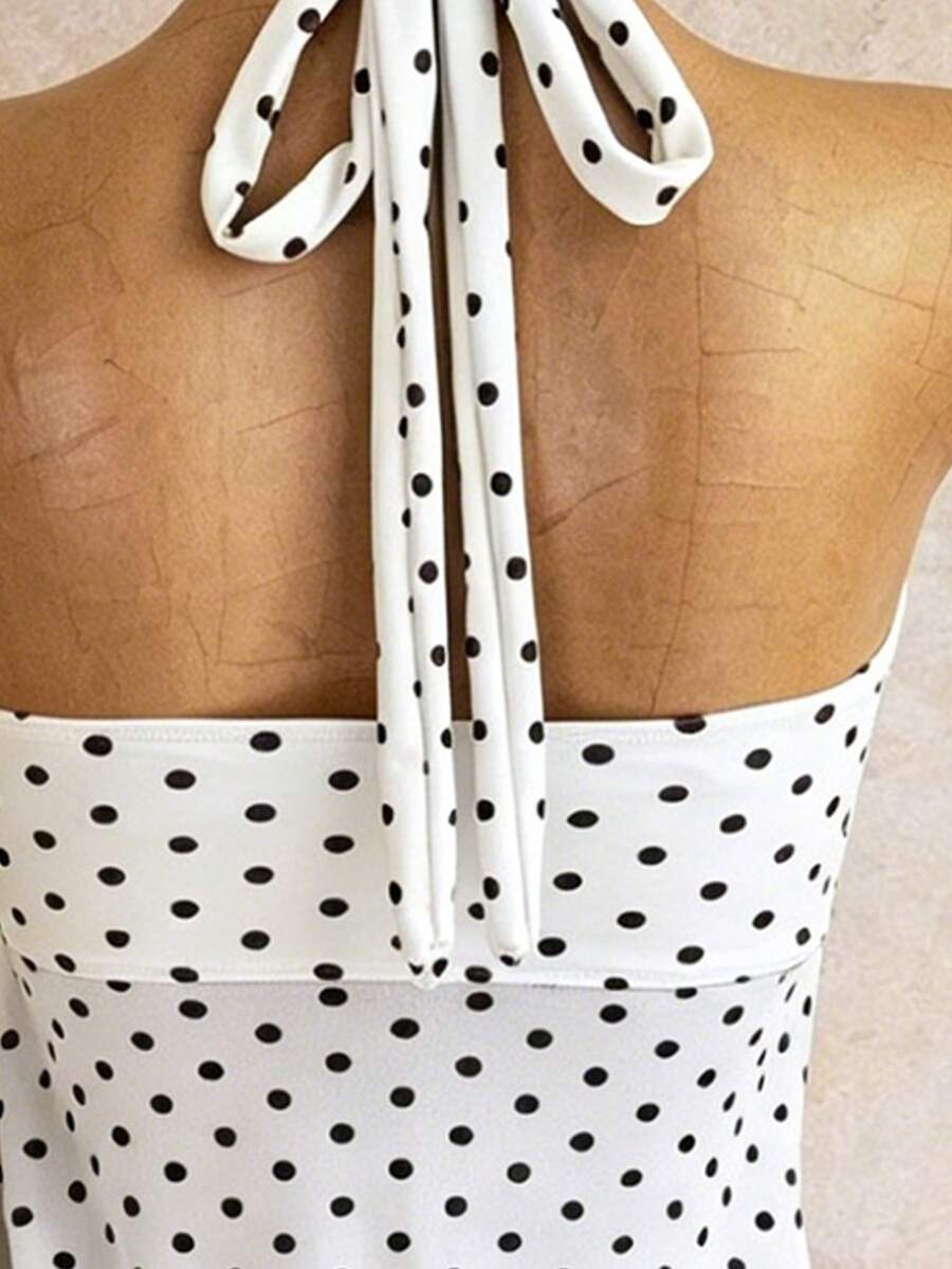 Halter Neck V-Neck Mesh Panel Ruched Tankini with Shorts