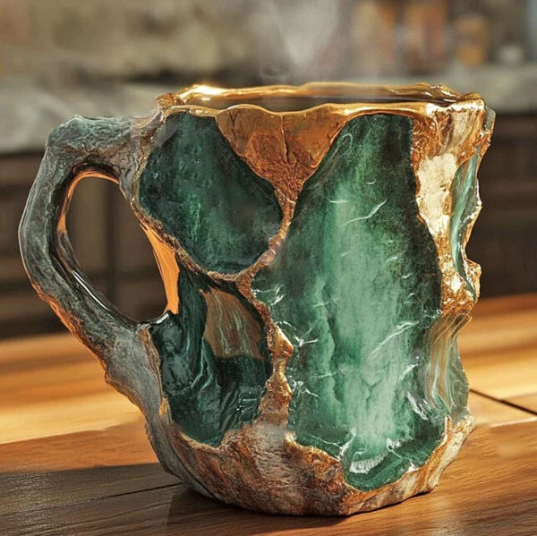 Tazze da Caffè GlaceCup | Fatto a Mano e Cristallo Minerale | Isolanti e Sicure per Microonde | 350–450 ml