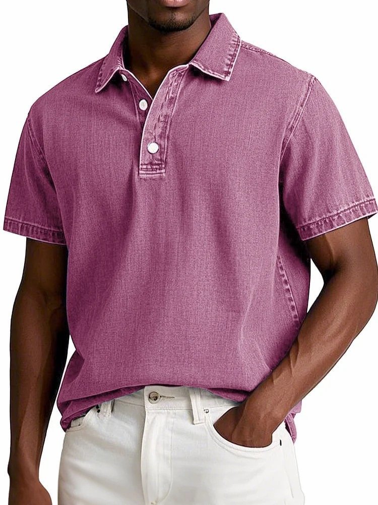 Men's Vintage Short-sleeve Lapel Polo Shirt