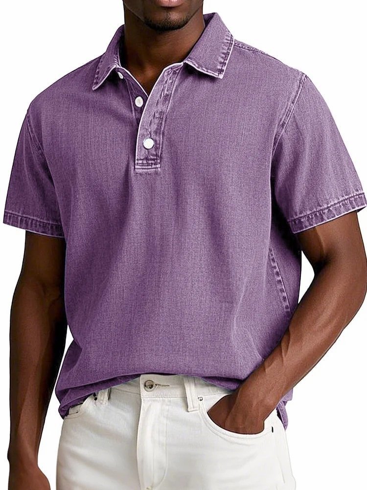 Men's Vintage Short-sleeve Lapel Polo Shirt