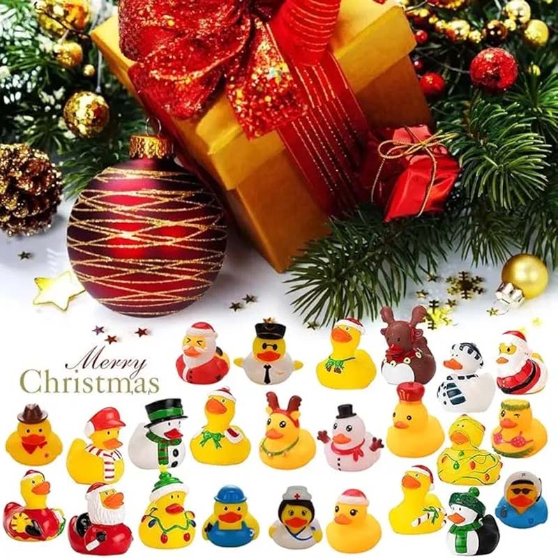 Rubber Duck Advent Calendar 2026 | 24 Day Christmas Countdown Toy Set for Kids - Holiday Themed Rubber Duckies Surprise Gift