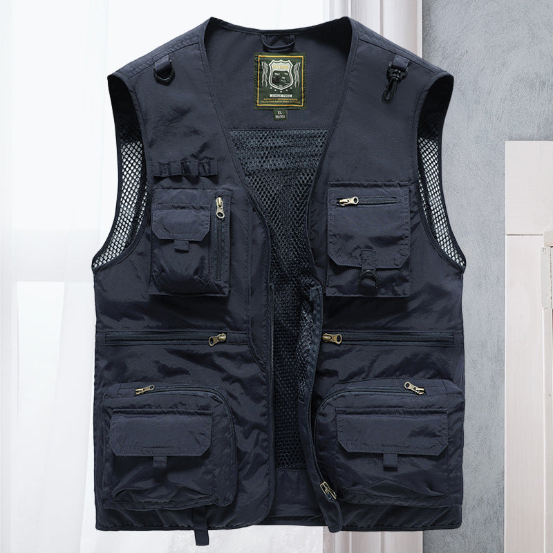 Gilet Estivo Leggero da Uomo con Tasche Multiple - Giacca Senza Maniche Traspirante per Escursionismo, Pesca, Campeggio e Viaggi