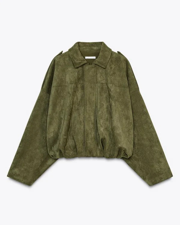 Women’s Suede Bomber Jacket | Relaxed Fit & Lightweight | Spring & Everyday Wear