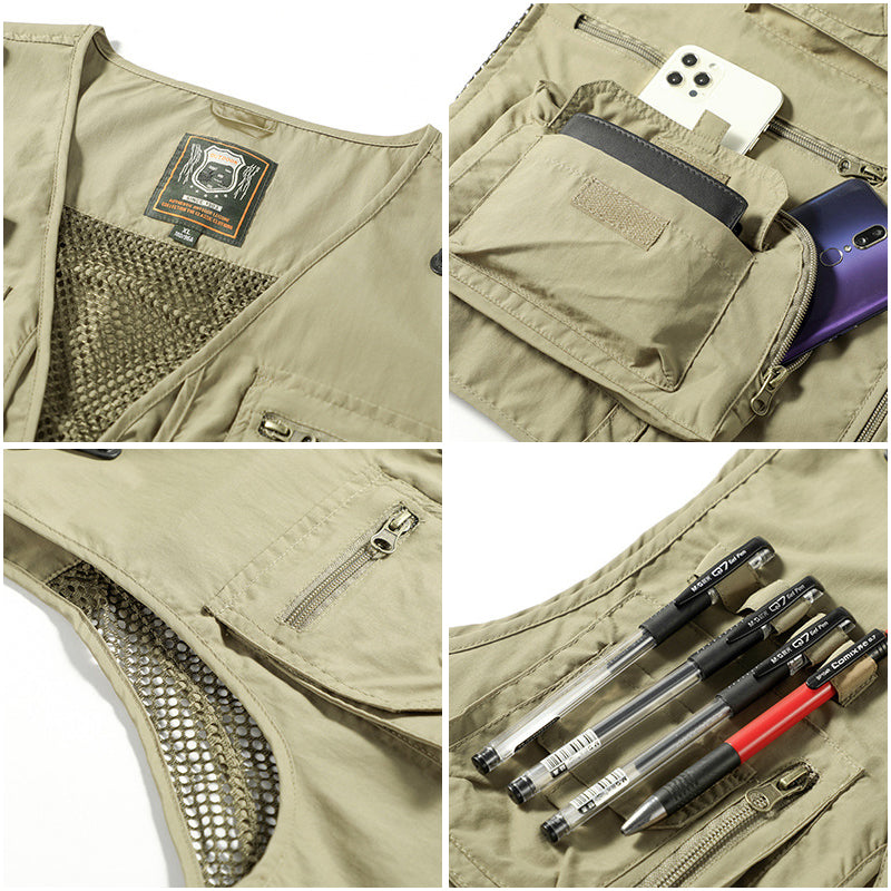 Gilet Estivo Leggero da Uomo con Tasche Multiple - Giacca Senza Maniche Traspirante per Escursionismo, Pesca, Campeggio e Viaggi