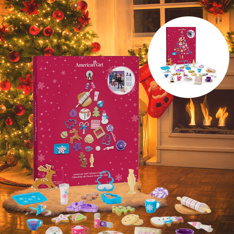 24 Day Doll Advent Calendar with Miniature Baking Accessories, Holiday Drinks and Festive Decor - Christmas Countdown Set