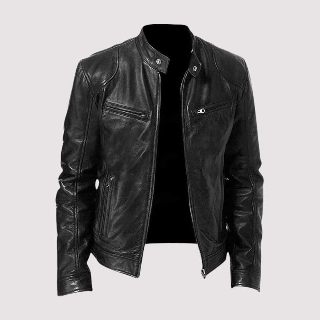 Elegant Men's Leather Jacket – Genuine Leather, Timeless Style, All-Season Comfort