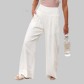 Women's High-Waisted Stretch Linen Trousers