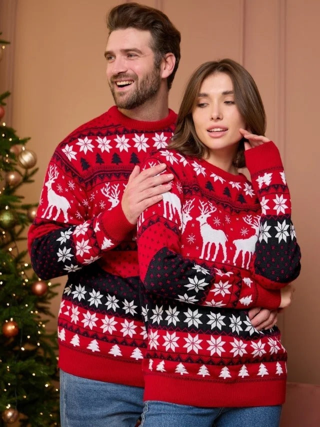 Matching Christmas Sweaters for Couples and Families – Nordic Knit Pullover