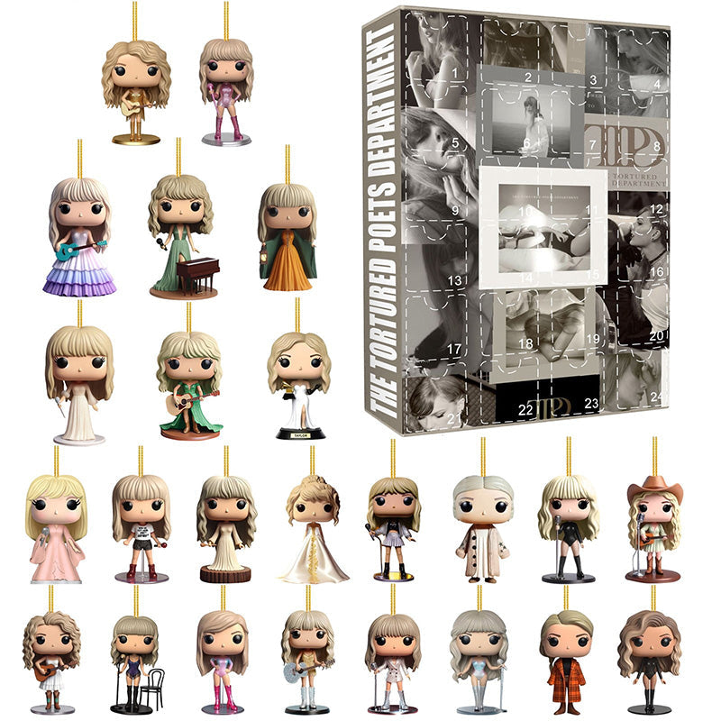 24 Day Advent Calendar with Exclusive Music Artist Inspired 2D Figurines | Christmas Countdown Holiday Ornament Set for Fans