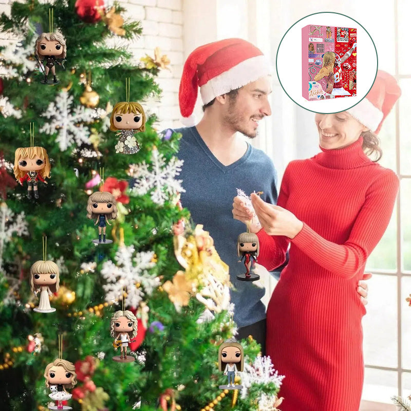 24 Day Advent Calendar with Exclusive Music Artist Inspired 2D Figurines | Christmas Countdown Holiday Ornament Set for Fans
