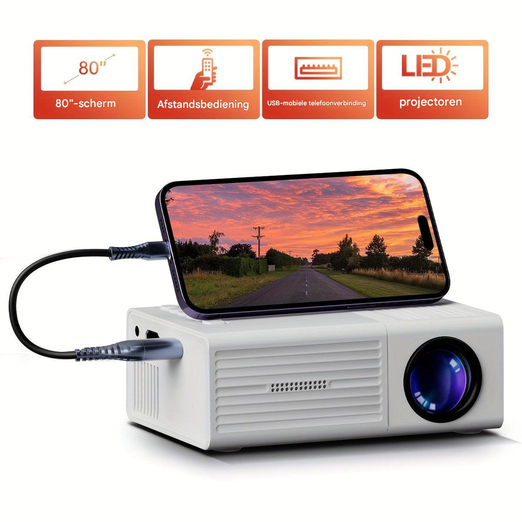 Mini projektor | 3000 lumenů | Přenosný a energeticky úsporný | HDMI a USB