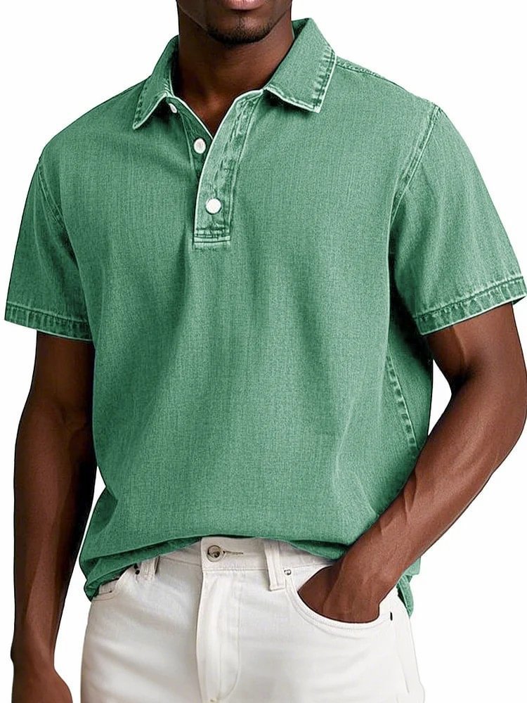 Men's Vintage Short-sleeve Lapel Polo Shirt