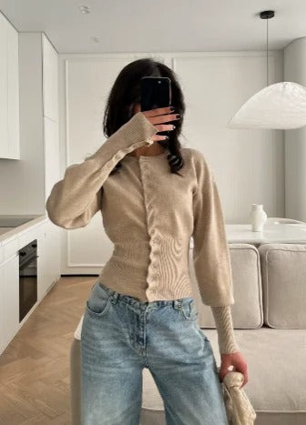 Women's Ribbed Knit Cardigan | Slim Fit Button Front Sweater | Soft Long Sleeve Knit Top | Casual Office Everyday Wear