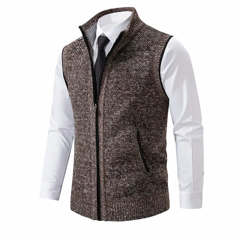 Men’s Knitted Zip Up Vest with Pockets – Smart Casual Sleeveless Gilet