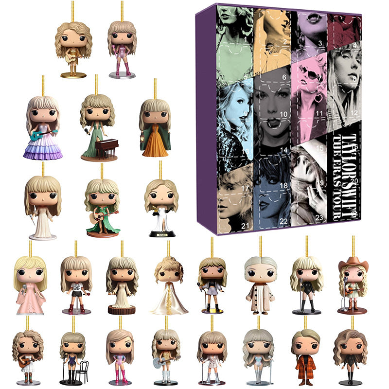 24 Day Advent Calendar with Exclusive Music Artist Inspired 2D Figurines | Christmas Countdown Holiday Ornament Set for Fans