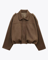Women’s Suede Bomber Jacket | Relaxed Fit & Lightweight | Spring & Everyday Wear