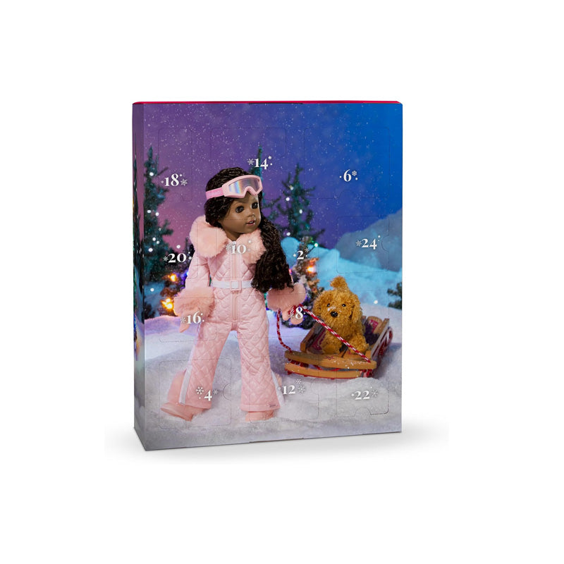 24 Day Doll Advent Calendar with Miniature Baking Accessories, Holiday Drinks and Festive Decor - Christmas Countdown Set