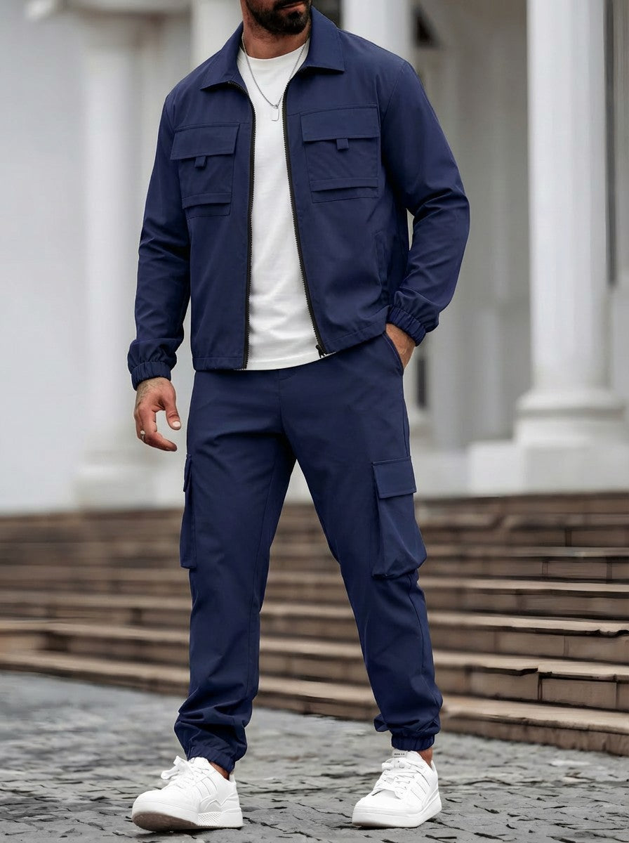 Set giacca tattica e pantaloni cargo da uomo