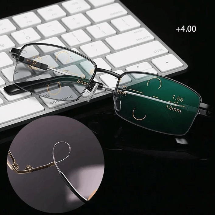 Titanium Progressive Dual-Use Reading Glasses for Distance and Near Vision