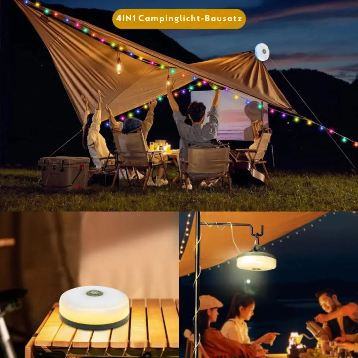 Campinglampe mit 10m RGB-Lichterkette – Atmosphäre & Sicherheit für jeden Trip -   Mivoza Deutschland