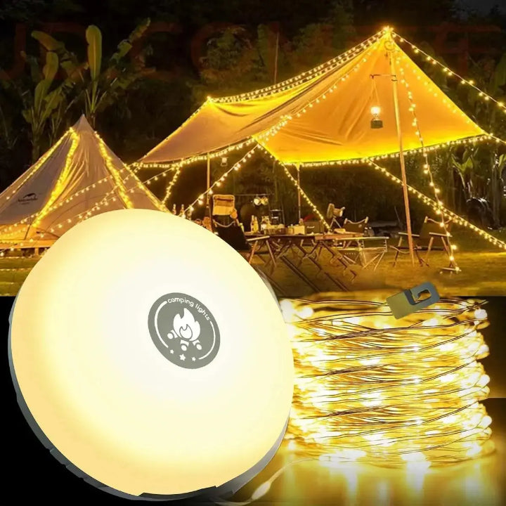 Campinglampe mit 10m RGB-Lichterkette – Atmosphäre & Sicherheit für jeden Trip -   Mivoza Deutschland