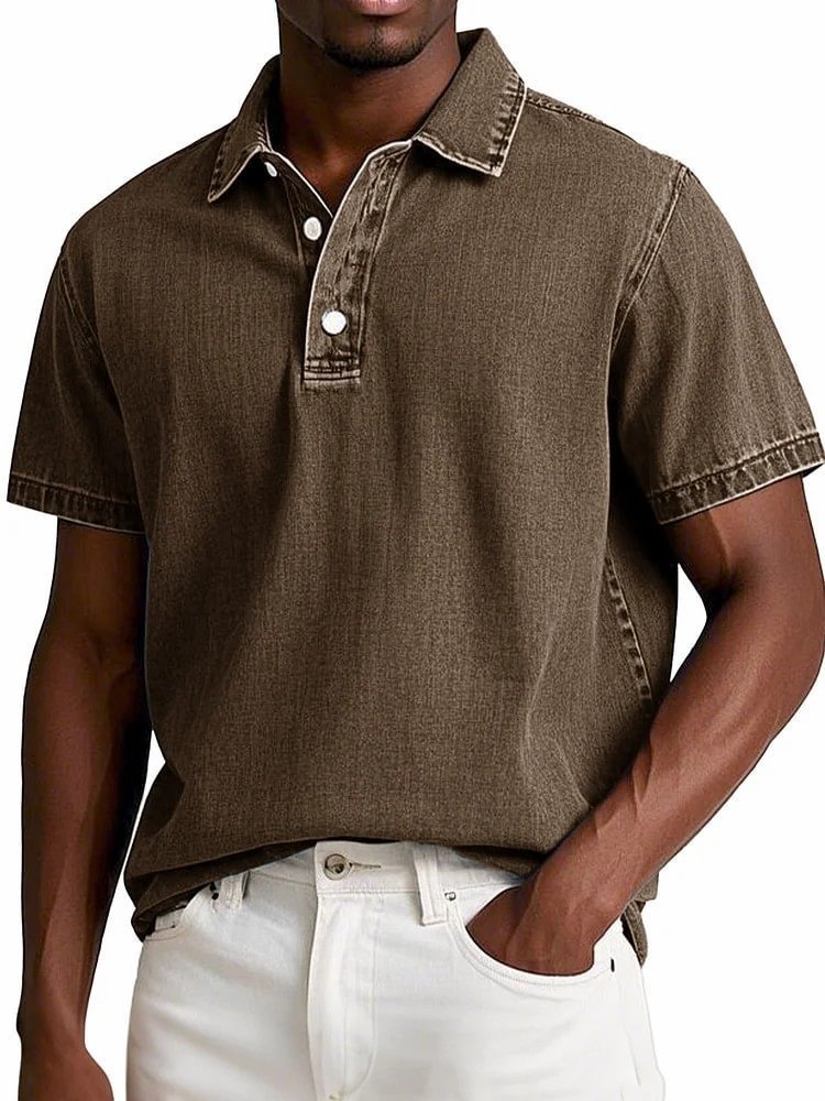 Men's Vintage Short-sleeve Lapel Polo Shirt