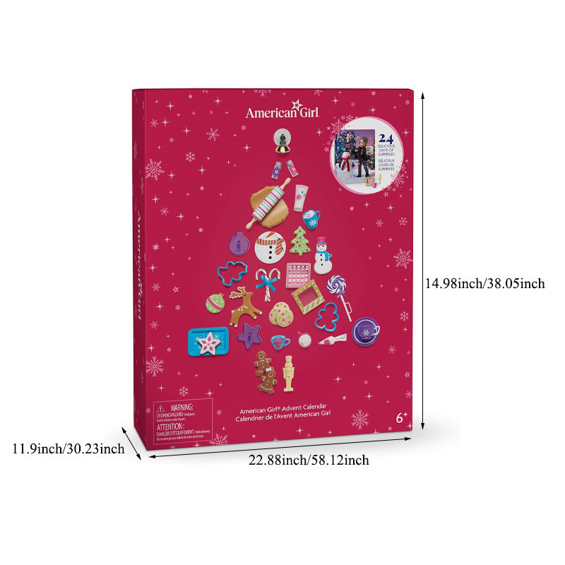 24 Day Doll Advent Calendar with Miniature Baking Accessories, Holiday Drinks and Festive Decor - Christmas Countdown Set