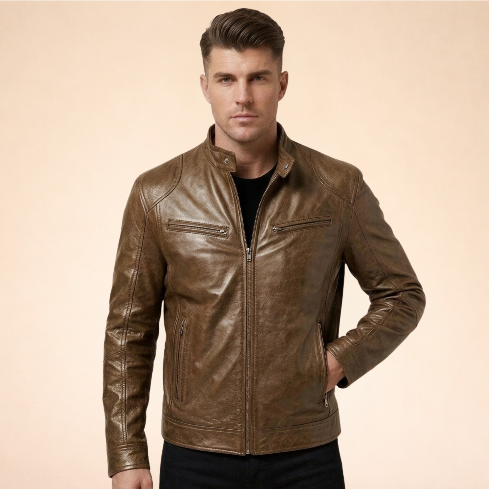 Versatile Men’s Leather Jacket