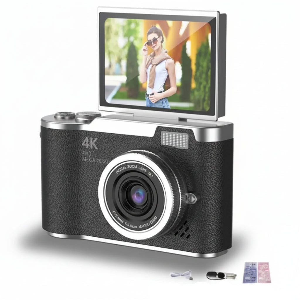4K Digital Camera with Flip Screen - 48MP, 8X Zoom Compact Photo & Video Camera