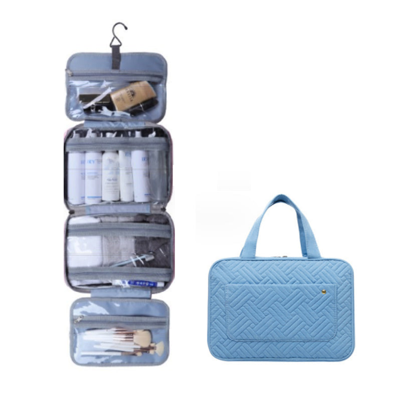 Compact Travel Cosmetic Organizer | Water-Resistant with 4 Compartments & 360° Hook | For Men & Women