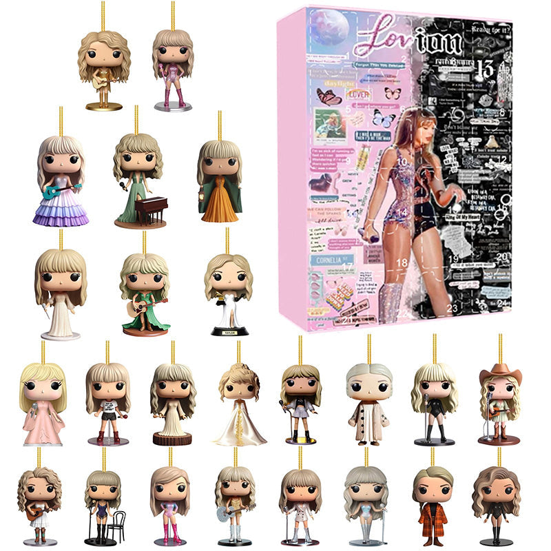 24 Day Advent Calendar with Exclusive Music Artist Inspired 2D Figurines | Christmas Countdown Holiday Ornament Set for Fans
