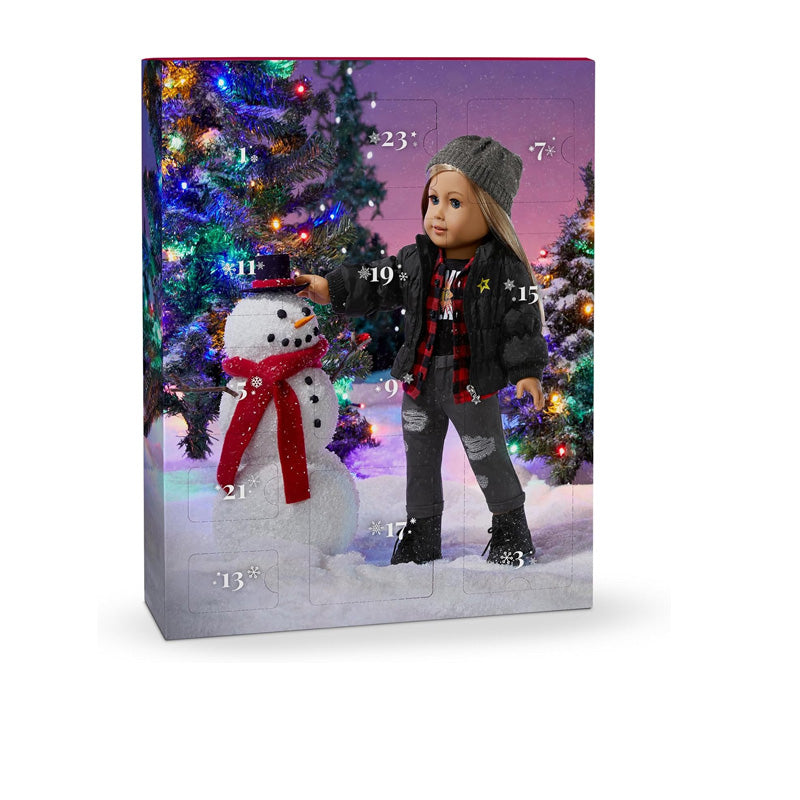 24 Day Doll Advent Calendar with Miniature Baking Accessories, Holiday Drinks and Festive Decor - Christmas Countdown Set