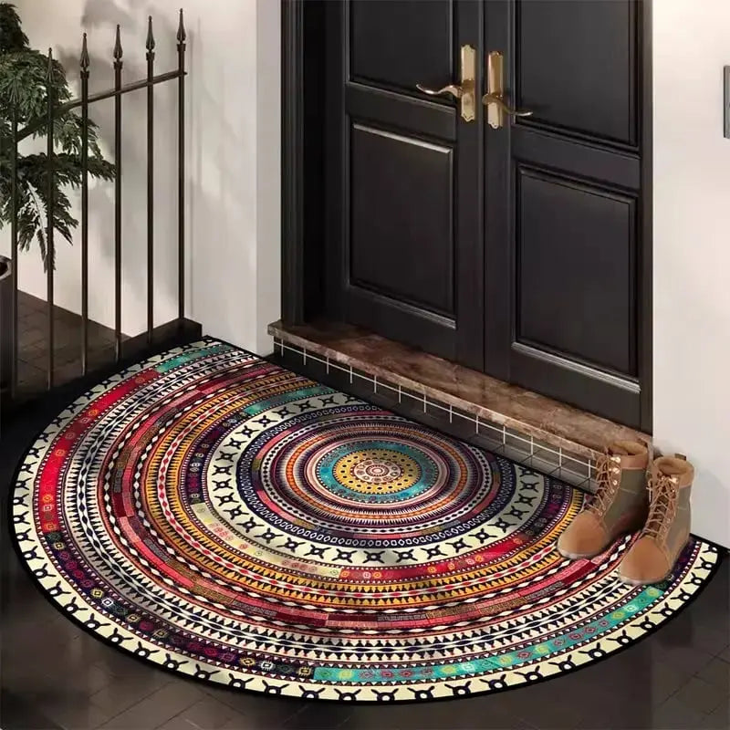 Boho rohožka ve tvaru půlměsíce – stylová ochrana vstupu