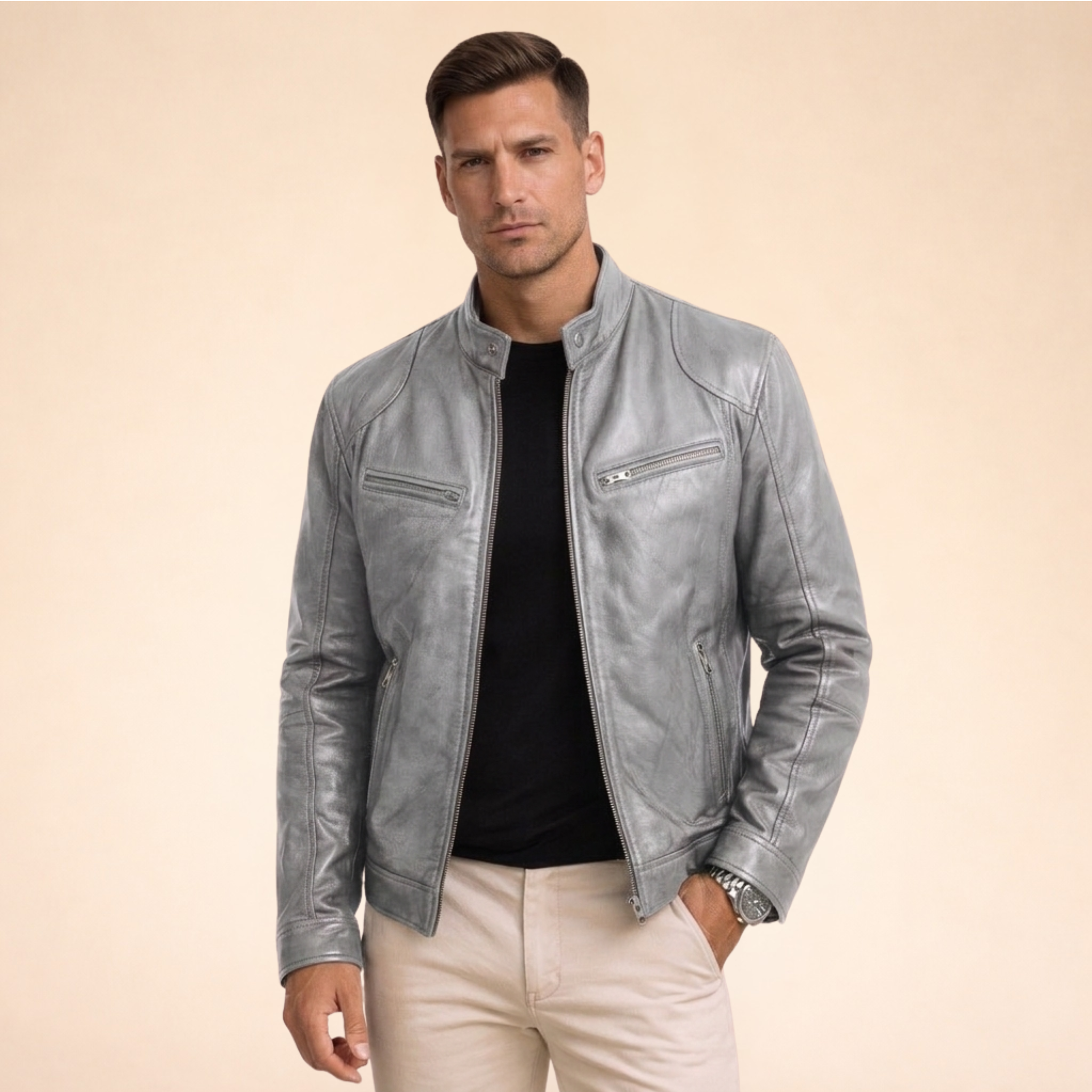Versatile Men’s Leather Jacket