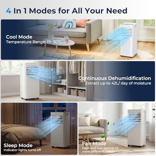 9000 BTU Portable Air Conditioner 3-in-1 Cooling Unit