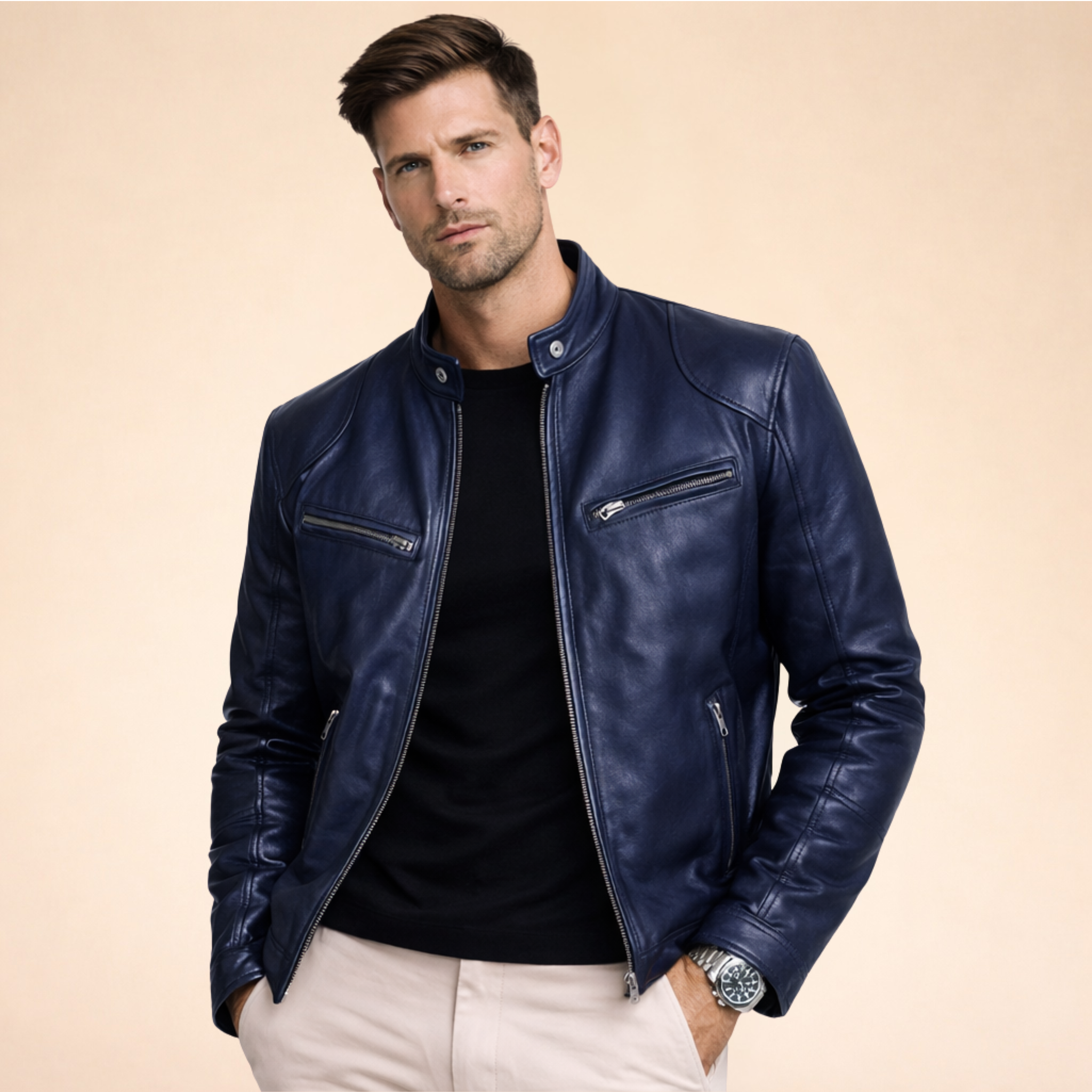 Versatile Men’s Leather Jacket