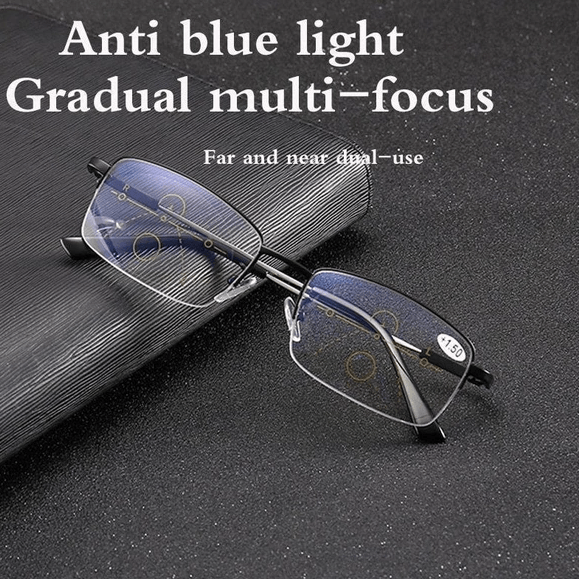 Titanium Progressive Dual-Use Reading Glasses for Distance and Near Vision