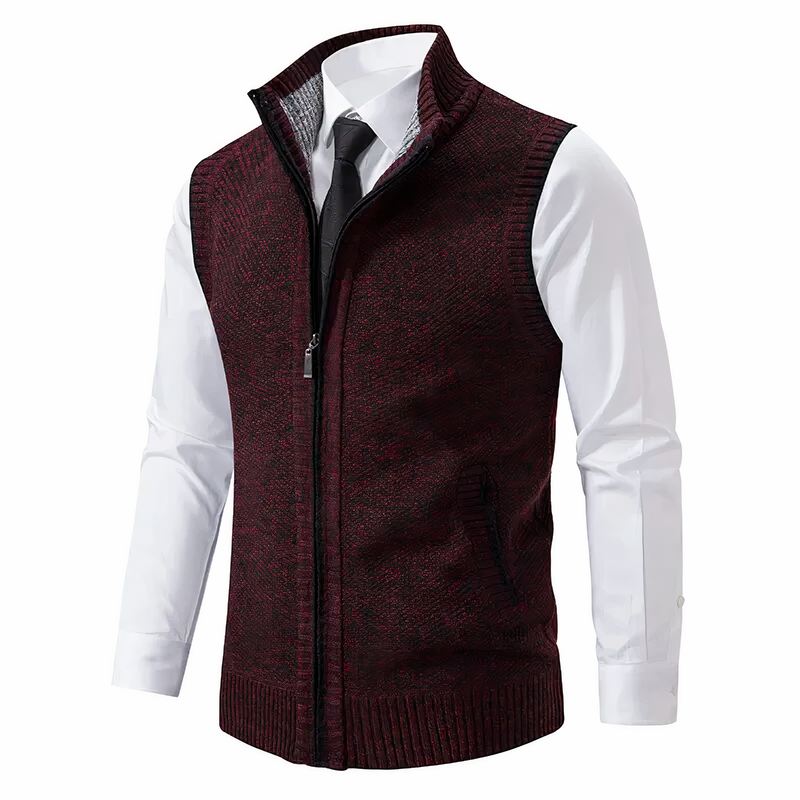Men’s Knitted Zip Up Vest with Pockets – Smart Casual Sleeveless Gilet
