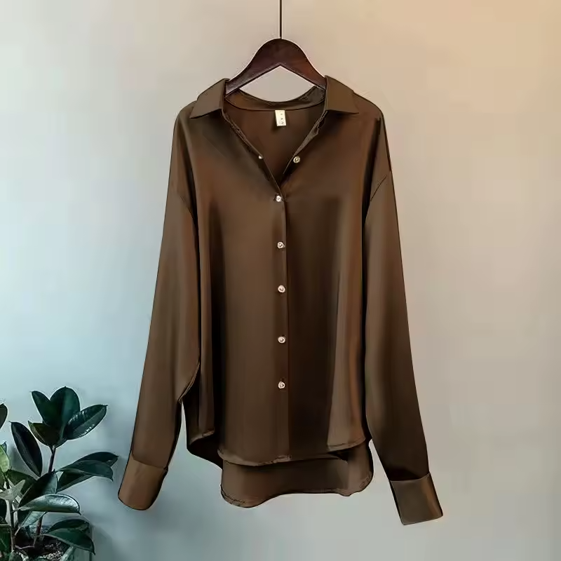 Women’s Silk Blouse – Long Sleeve Top for Work & Evening