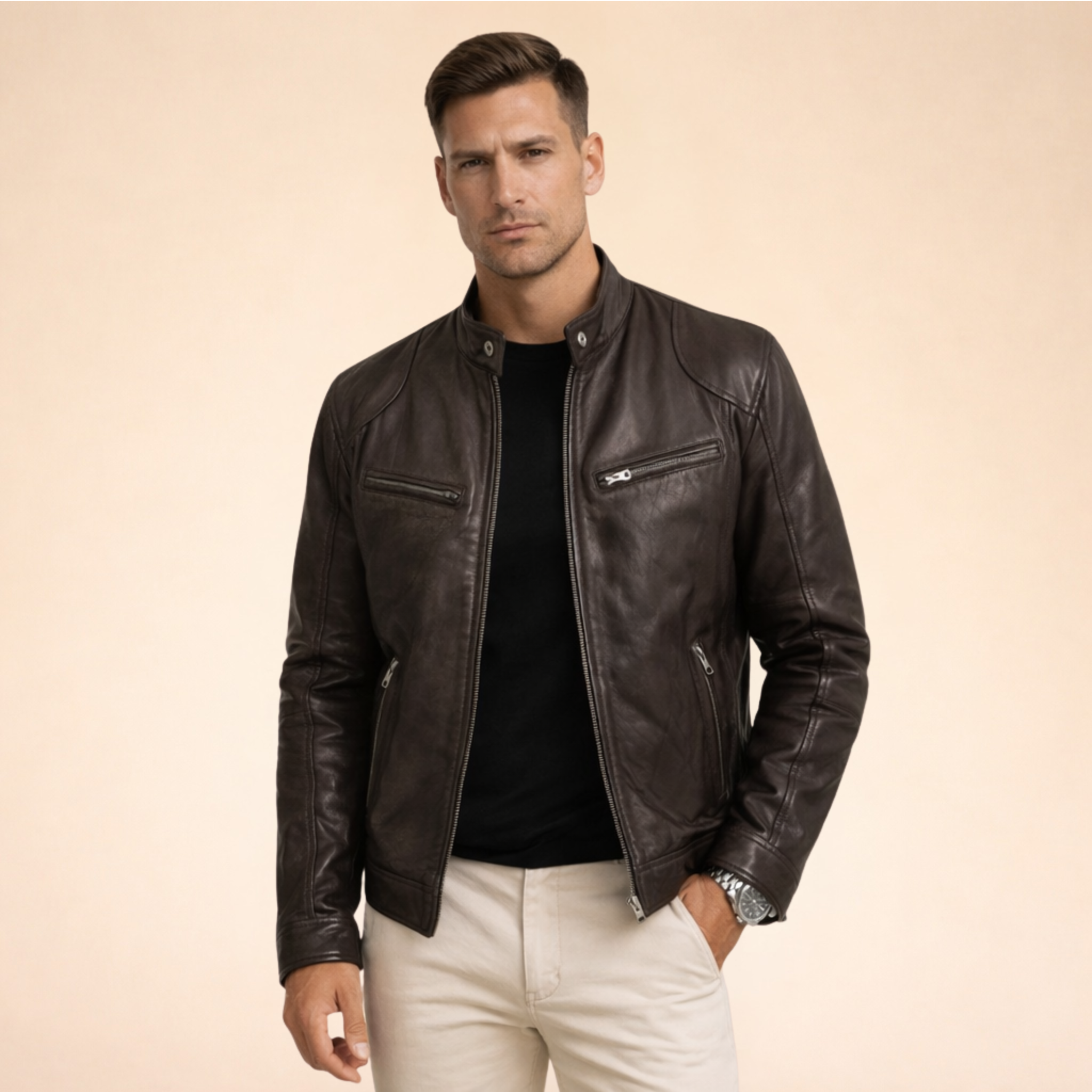 Versatile Men’s Leather Jacket