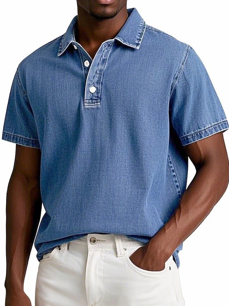 Men's Vintage Short-sleeve Lapel Polo Shirt