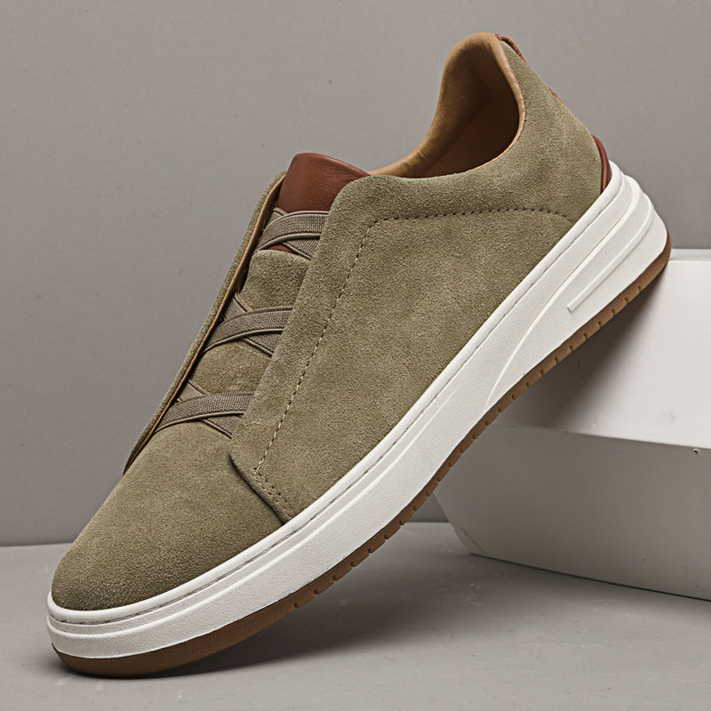 Sneakers da uomo in pelle di bovino senza lacci