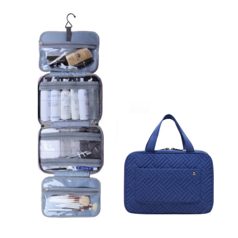 Compact Travel Cosmetic Organizer | Water-Resistant with 4 Compartments & 360° Hook | For Men & Women