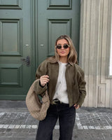 Women’s Suede Bomber Jacket | Relaxed Fit & Lightweight | Spring & Everyday Wear