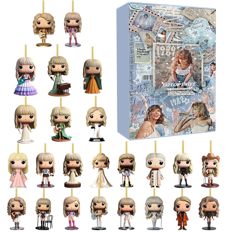 24 Day Advent Calendar with Exclusive Music Artist Inspired 2D Figurines | Christmas Countdown Holiday Ornament Set for Fans