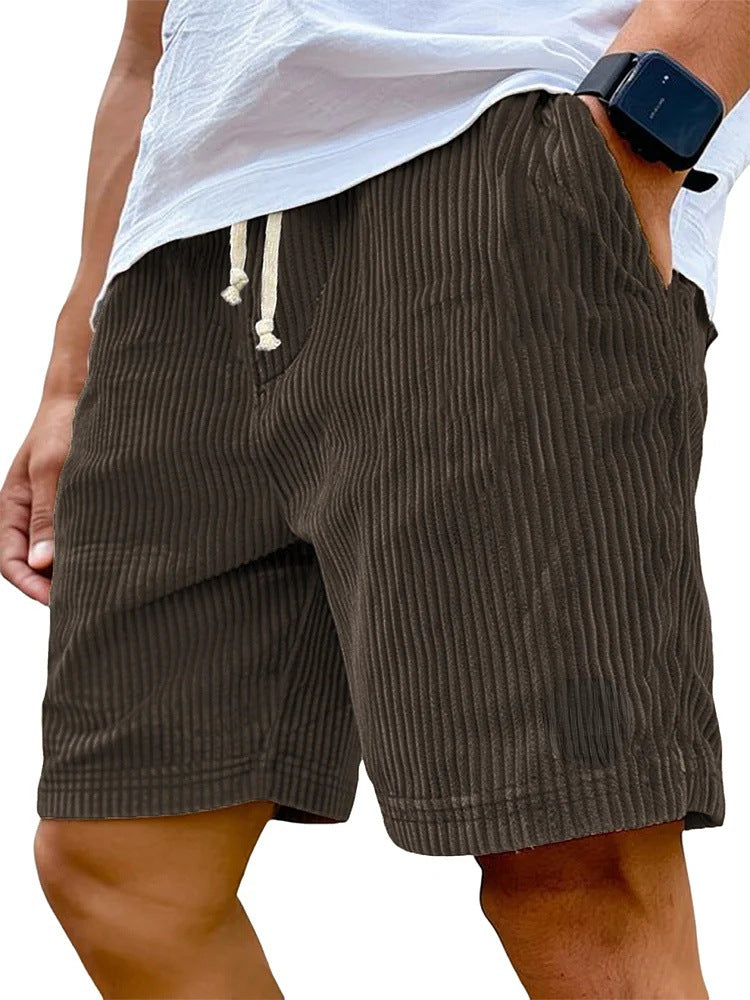 Pantaloncini da uomo in velluto a coste con vita regolabile e vestibilità comoda