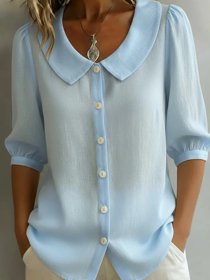 Blusa casual da donna, manica corta e ampia