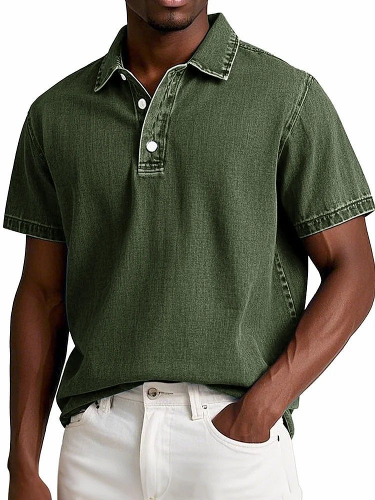 Men's Vintage Short-sleeve Lapel Polo Shirt